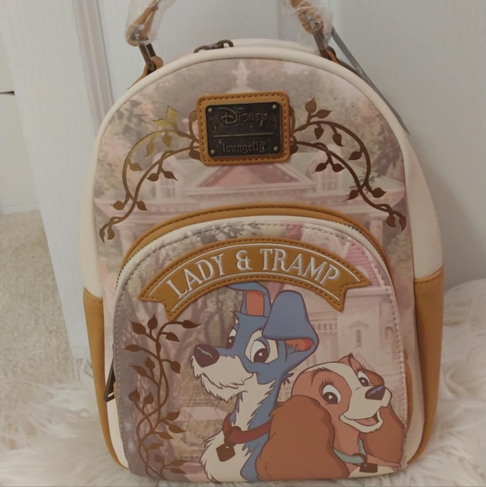 💖FIRM! NWT DISNEY LOUNGEFLY DISNEY'S LADY AND THE TRAMP MINI BACKPACK (RARE)